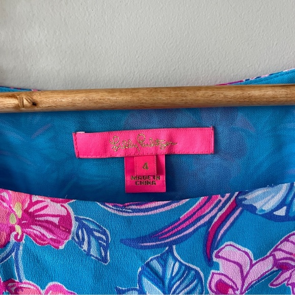 Lilly Pulitzer Joannah Silk Top In Blue Orchid Oasis Size 4 - Picture 4 of 6